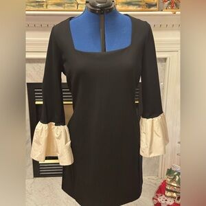 LOFT Flounce Cuff Ponte Mini Dress